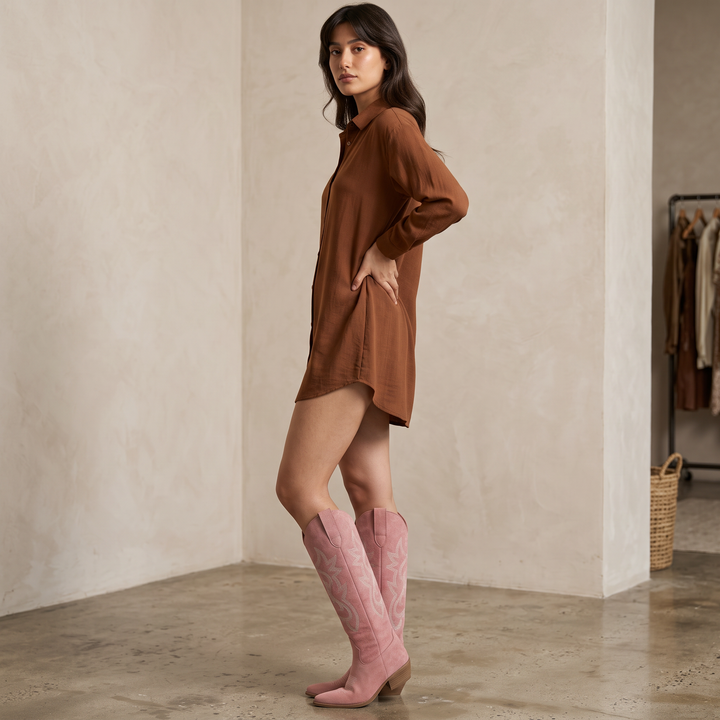 Women's Cowboy Boots - Low Block Heel, Elegance