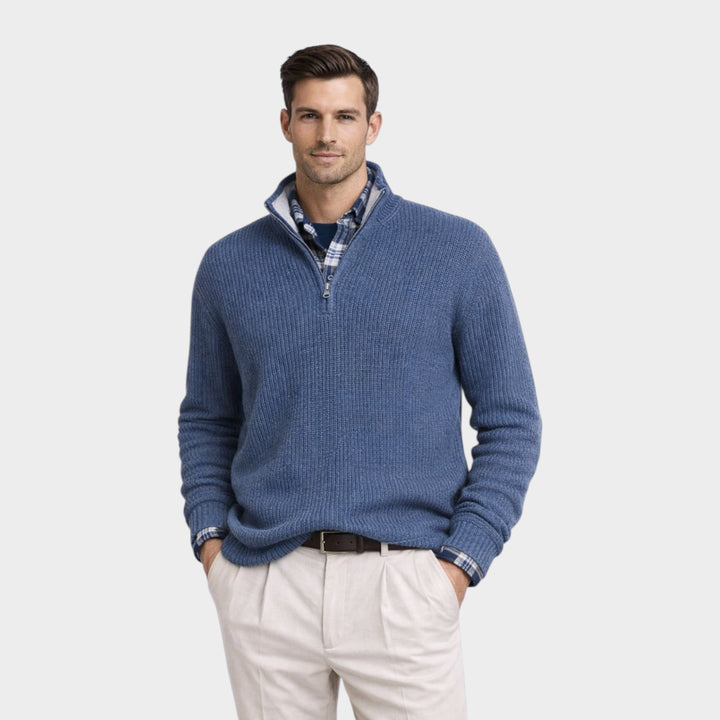 Men’s Timeless Half Zip Knit Sweater Classic Elegance