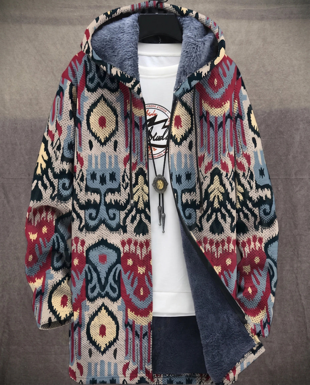 Men's Color Block Fleece Hooded Cardigan