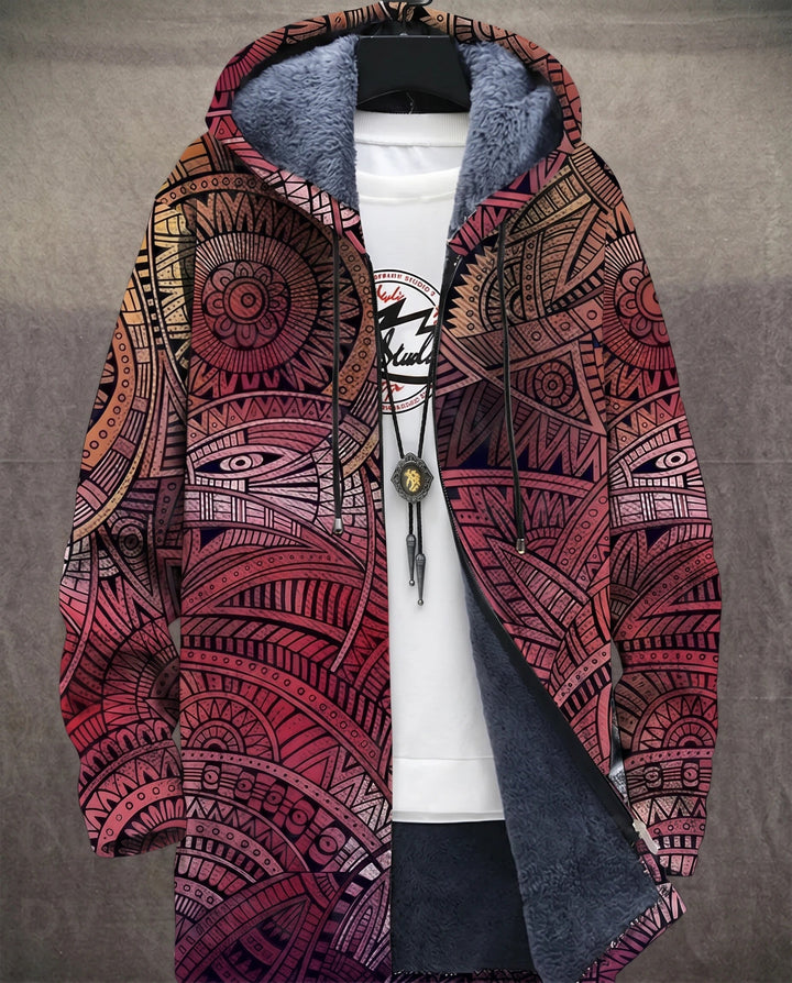 Men's Color Block Fleece Hooded Cardigan