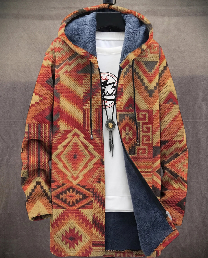 Men's Color Block Fleece Hooded Cardigan