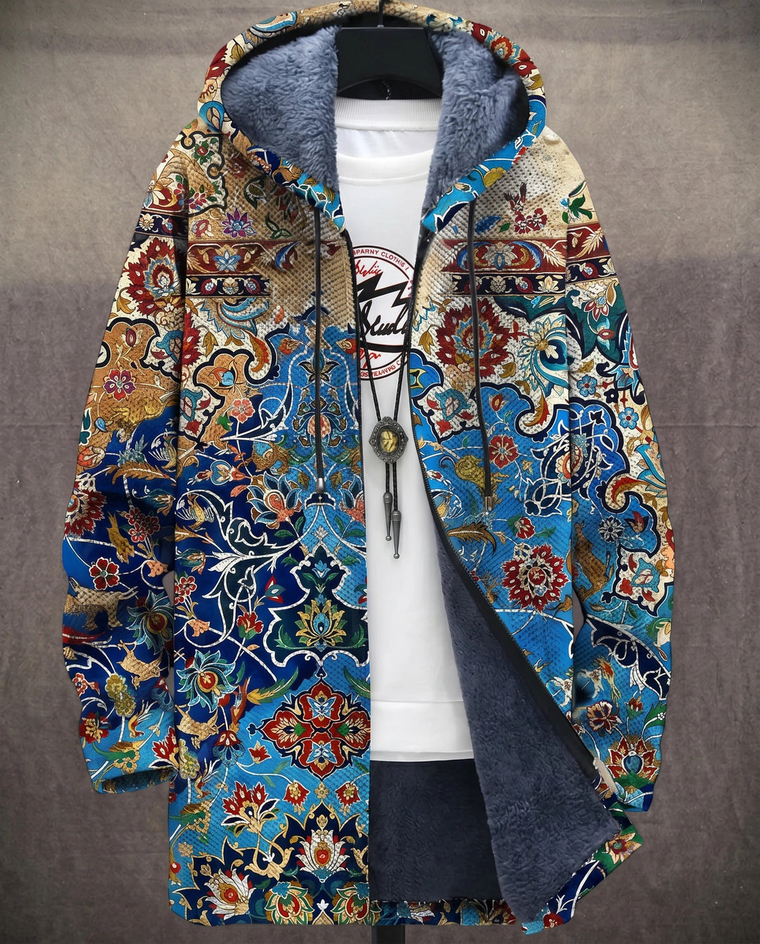 Men's Color Block Fleece Hooded Cardigan