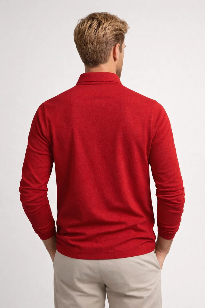 Men's Long Sleeve Polo Shirt with Classic Collar