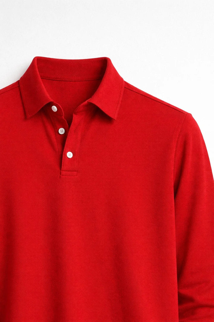 Men's Long Sleeve Polo Shirt with Classic Collar