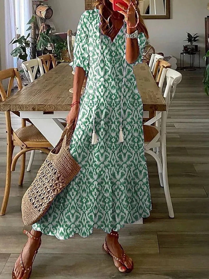 Women's Floral Print V-Neck Summer Dress