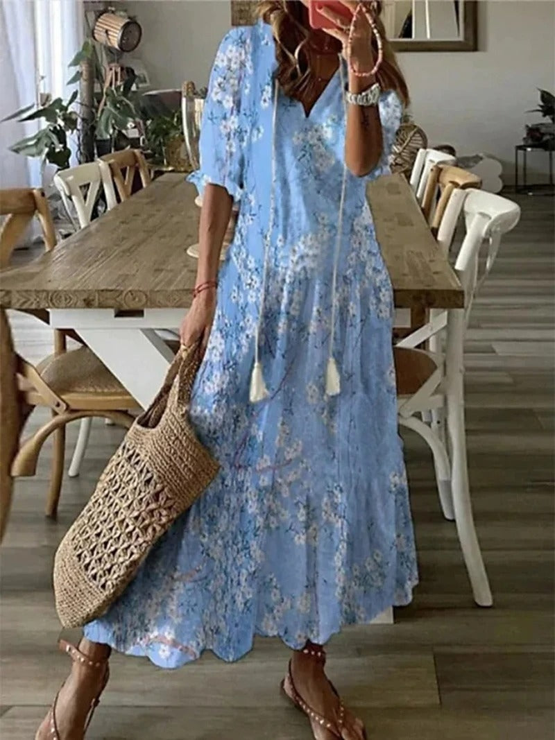 Women's Floral Print V-Neck Summer Dress
