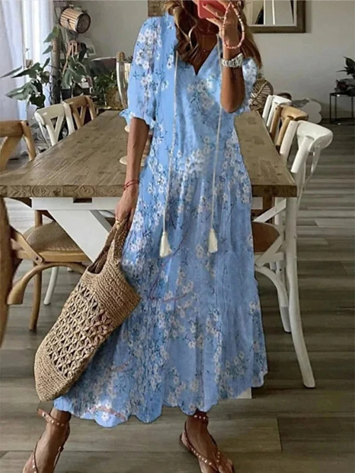 Women's Floral Print V-Neck Summer Dress