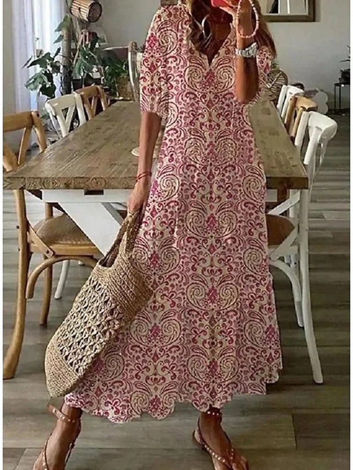 Women's Floral Print V-Neck Summer Dress